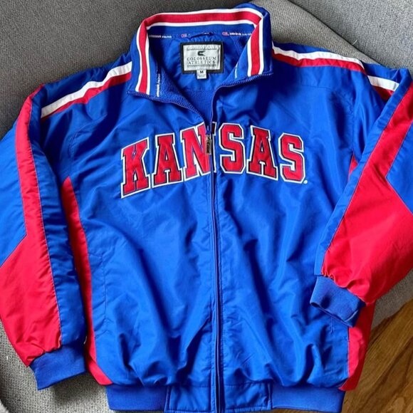 KU Jayhawks fleece lined jacket. Mens medium - Picture 1 of 3